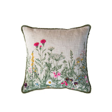 18" Square Throw Pillow with Floral Embroidery