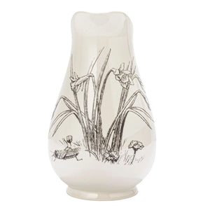 2 Quart Stoneware Pitcher with Floral Design