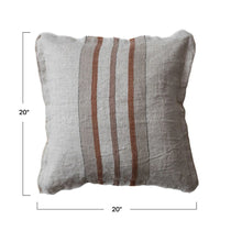 20" Square Cream Linen Stripe Pillow