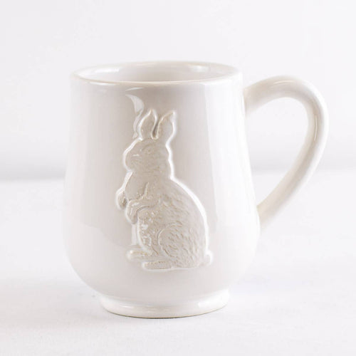 June Bunny Embossed Mug – White 18oz