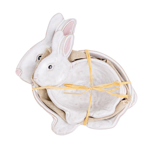 Callie Bunny Nesting Dishes – White/Light Pink – Set of 2