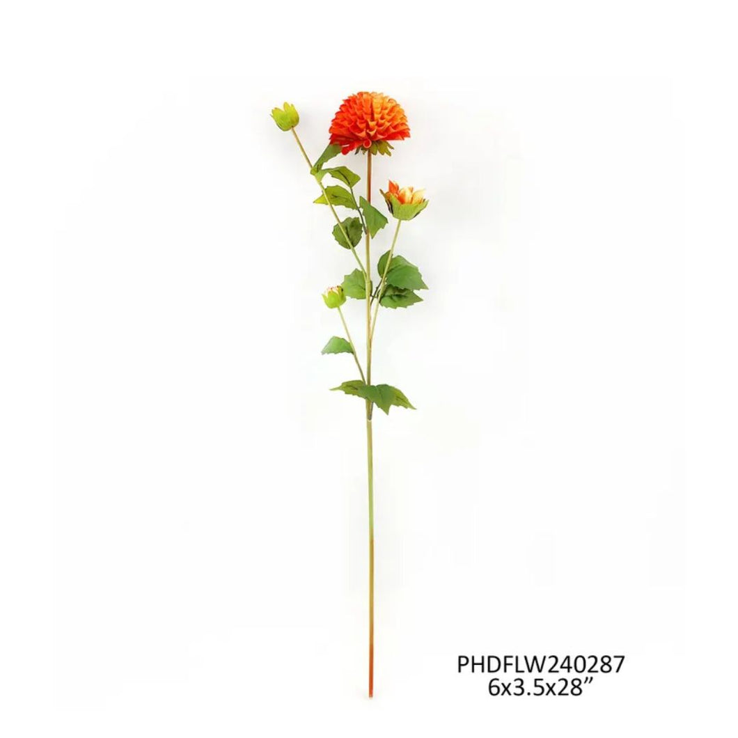 Dahlia Orange - Single Stem Faux Flower