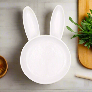 13" Bunny Divided Dishware – White Ceramic Easter Serving Dish