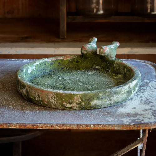 Aged Garden Round Bird Bath