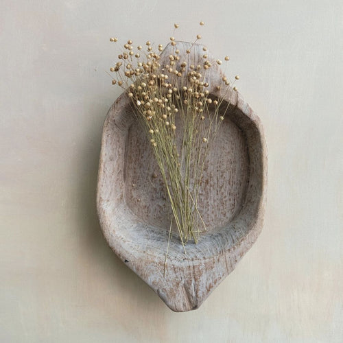 Bleached Found Wood Bowl With Handle