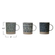 Blue Hand Stamped Stoneware Mug – 16 oz Assorted Styles