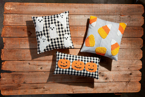 Candy Corn Beaded Halloween Pillow