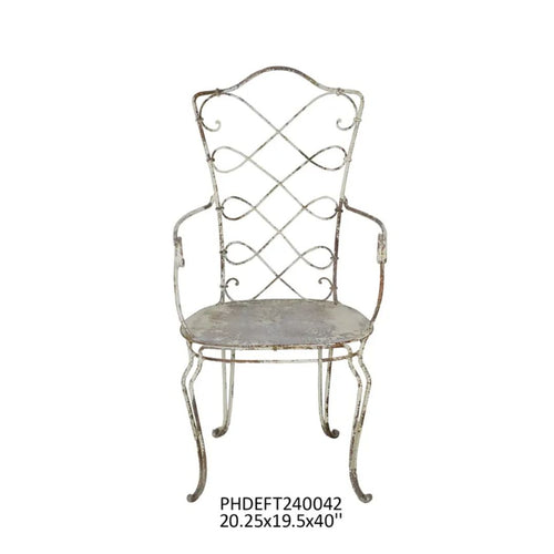 Charlotte Iron Chair Antiqued White