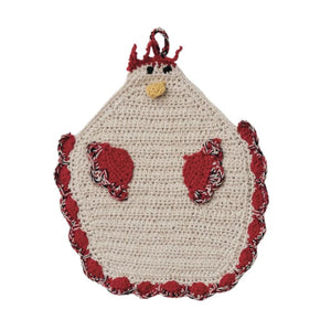 Cotton Crocheted Chicken Shaped Pot Holder With Loop – 4 Colors