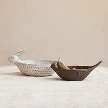 10" Stoneware Bird Bowl –  Debossed Feeder with Reactive Glaze