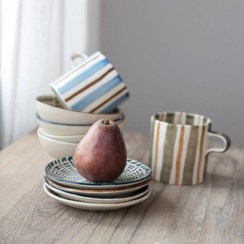 Hand Painted Stoneware Mug With Stripe