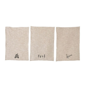 Embroidered Linen Tea Towel – Assorted