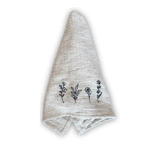 Embroidered Linen Tea Towel – Assorted