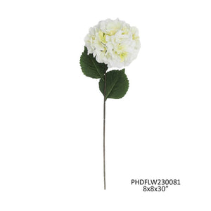 Estate Garden Hydrangea - White Single Stem Faux Flower