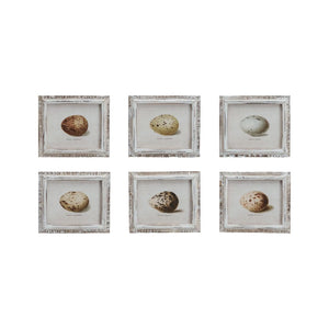 Wood Framed Glass Wall Décor With Vintage Reproduction Egg Print – Assorted Styles