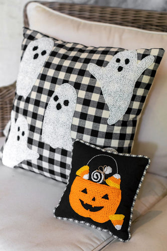 Ghost Beaded Halloween Pillow