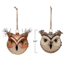 3.5" Hand-Painted Glass Owl Ornament