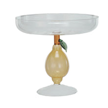 7.5" Glass Pedestal with Lemon Shaped Base - Green & Amber