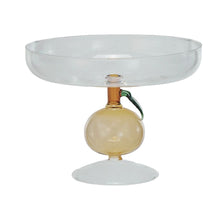 5.75" Glass Pedestal with Orange Shaped Base - Green & Amber