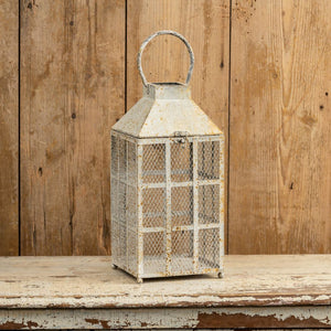 Gold & White Windowpane Lantern