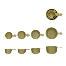 Green Stoneware Measuring Cups with Tree Handles - Set of 4