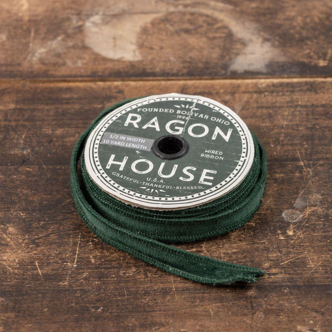 Emerald Green Velvet Ribbon - 1/2