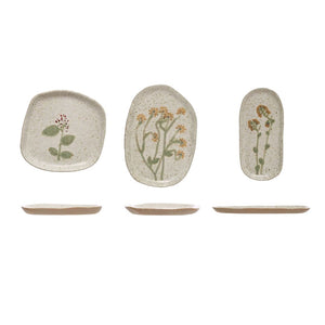 Hand Painted Stoneware Plate - Assorted 3 Styles