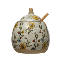 Hand-Painted Stoneware Sugar Pot with Lid - 10oz