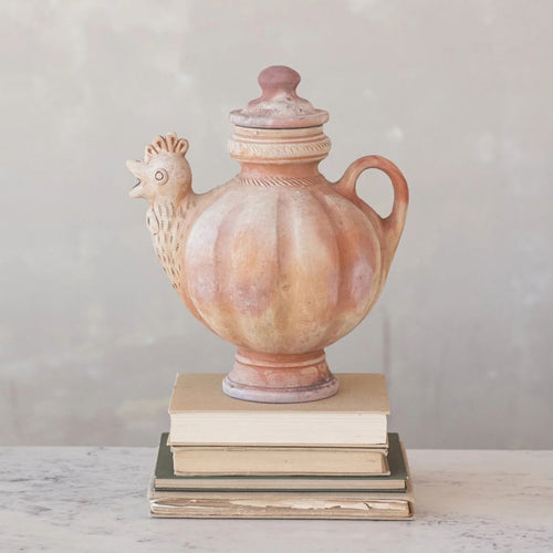 Handmade Terra Cotta Chicken Pitcher