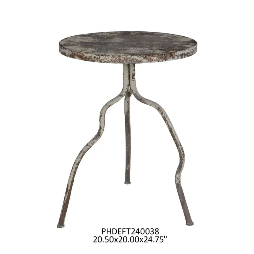 Iron Blanc Side Table - Antiqued White