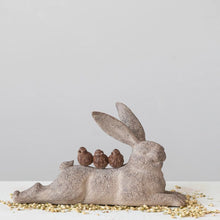 Lying Rabbit With Birds – Distressed Brown Finish