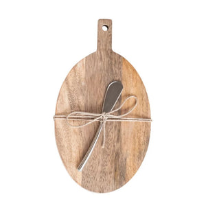 Mango Wood Cheese Cutting Board & Knife - Assorted 4 Styles