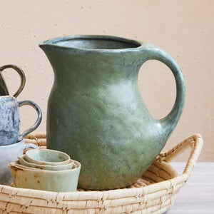 Matte Teal Stoneware Pitcher