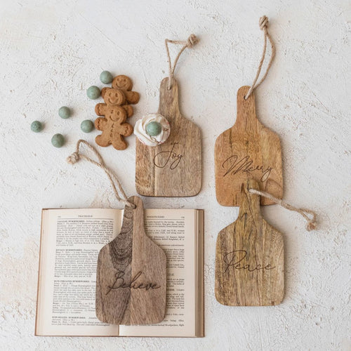 Mango Wood Cheese Cutting Board with Laser Etched Words