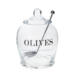 Olives Glass Jar with Spoon Set