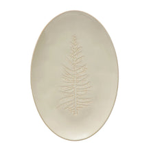 Oval Debossed Stoneware Platter with Tree Design - White - 12.25" x 8.25"