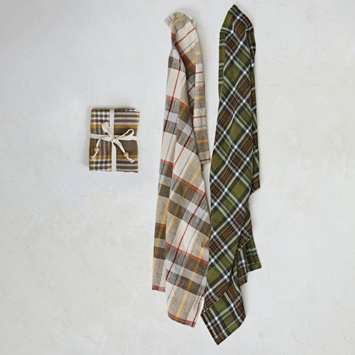 Plaid Cotton Printed Napkins - Set of 3