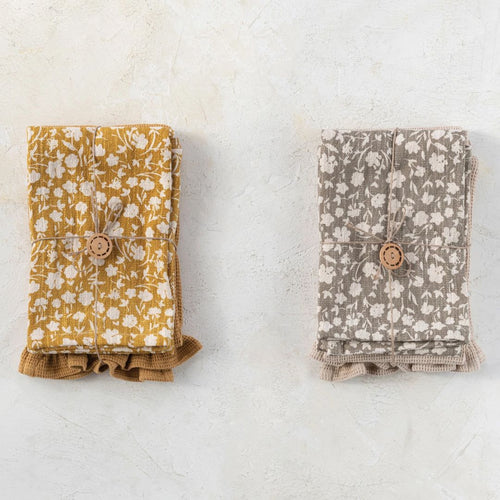 Printed & Cotton Waffle Tea Towels - Set of 2