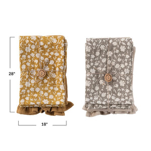 Printed & Cotton Waffle Tea Towels - Set of 2