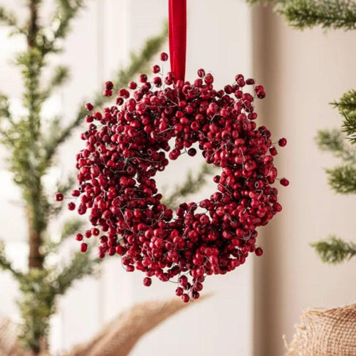 Red Wooden Bead Berry Wreath