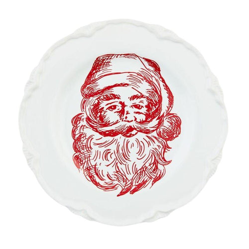 Santa Toile Christmas Dessert Plate