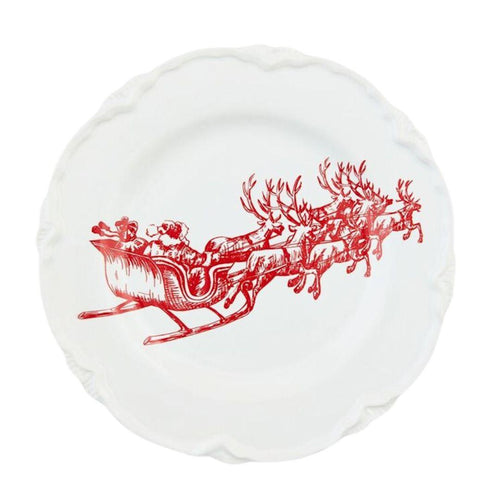 Sleigh Toile Christmas Dessert Plate