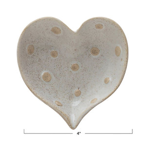 Stoneware Heart Shaped Dish With Dots