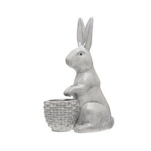 Stoneware Rabbit With Embossed Planter