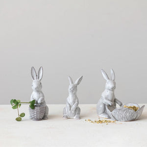 Stoneware Rabbit With Embossed Planter