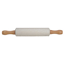 Stoneware Rolling Pin with Snowflake Pattern & Wood Handle - Cream & Natural Color