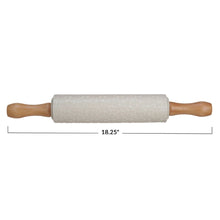 Stoneware Rolling Pin with Snowflake Pattern & Wood Handle - Cream & Natural Color