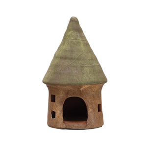 11" Terra-Cotta Toad House – Green & Natural