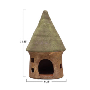 11" Terra-Cotta Toad House – Green & Natural