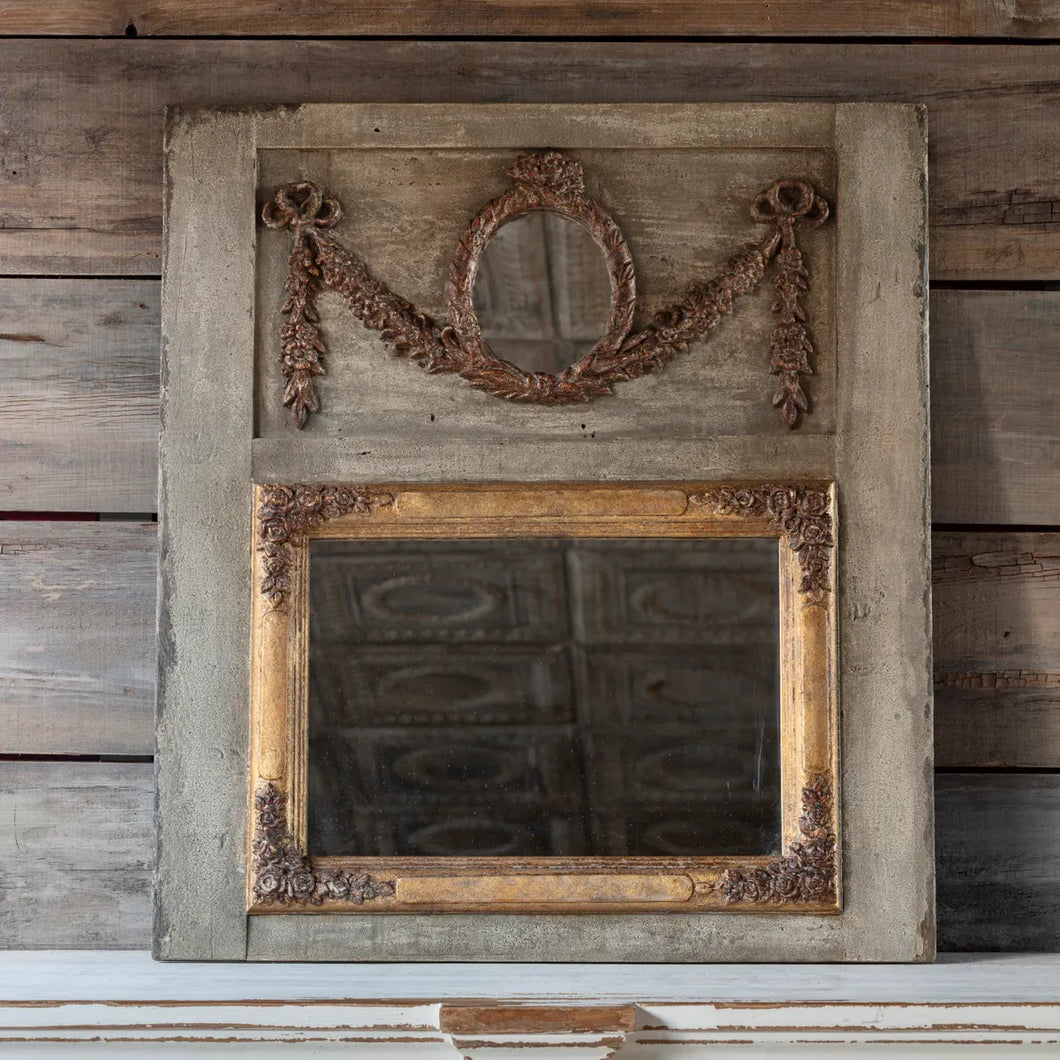 Trumeau Mirror W/ Antique Swag